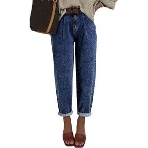 Women's Baggy High Waisted Stretch Denim Boyfriend Ankle Jeans